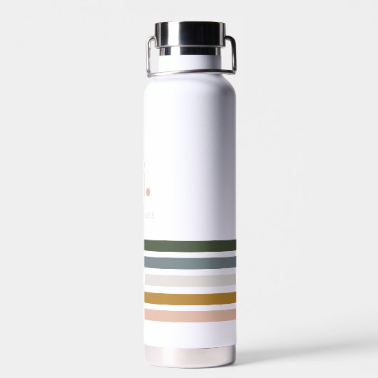Chic Retro Stripes Monogramm Trinkflasche (Rückseite)