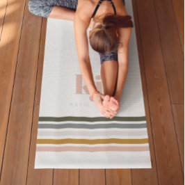 Chic Retro Stripes Monogramm Yogamatte