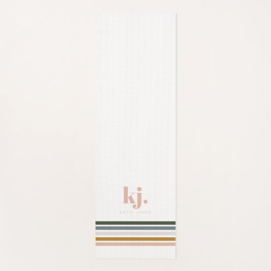 Chic Retro Stripes Monogramm Yogamatte (Vorderseite)