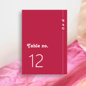 Chic Retro Summer Bright Hot Pink Monogram Wedding Tischnummer