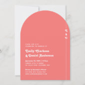 Chic Retro Summer Coral Pink Monogram Wedding Einladung (Vorderseite)