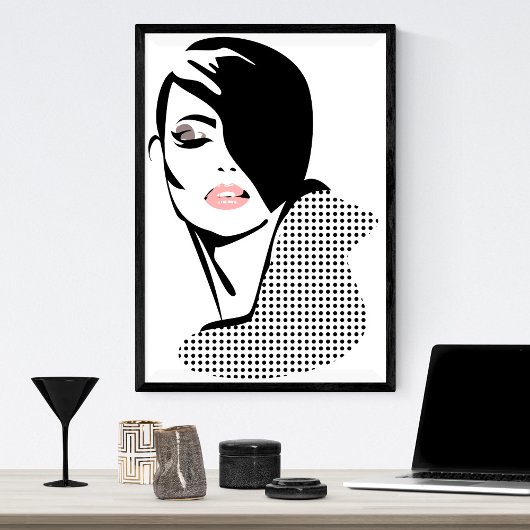 Chic Retrodots Fashion Girl Poster