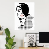 Chic Retrodots Fashion Girl Poster (Heimbüro)