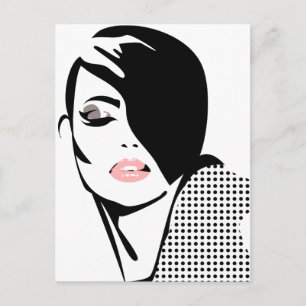 Chic Retrodots Fashion Girl Postkarte
