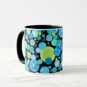 Chic Ringer Tasse, Quirky Blue Moons Muster Tasse (Vorderseite Links)