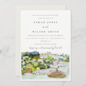 Chic River Cruise Country Landschaft Paare Dusche Einladung (Vorne/Hinten)