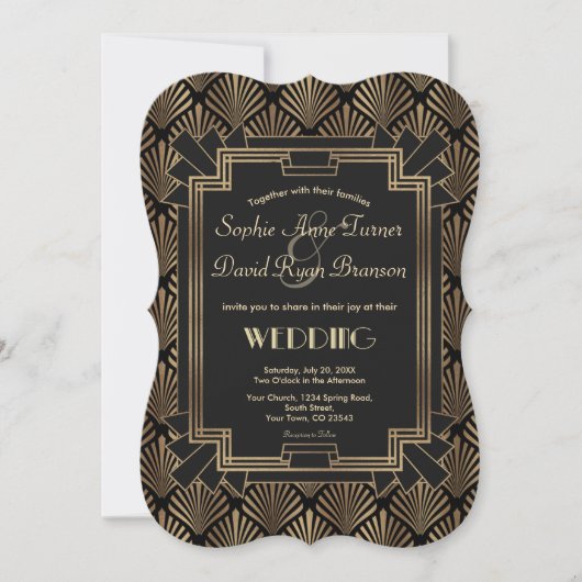 Chic Roaring 20's Great Gatsby Art Deco Hochzeit Einladung (Vorderseite)