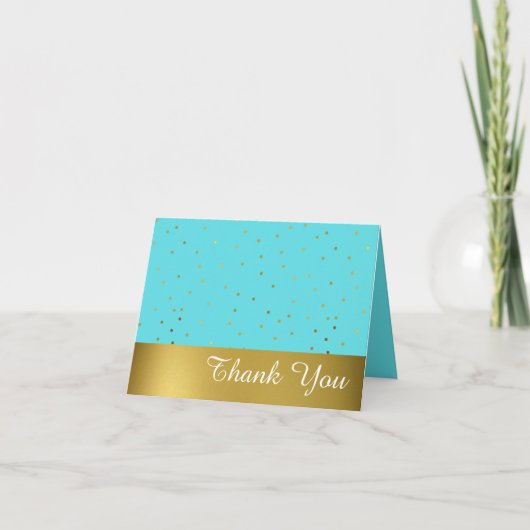 Chic Robins Egg Blue und Gold Danke Note Card (Vorderseite)