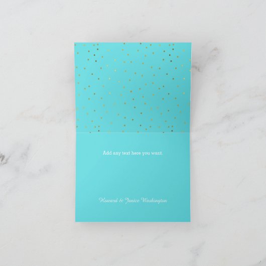 Chic Robins Egg Blue und Gold Danke Note Card (Innenseite)