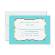 Chic Robins Egg Blue und Gold Wedding RSVP Cards