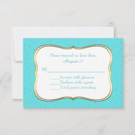 Chic Robins Egg Blue und Gold Wedding RSVP Cards Karte