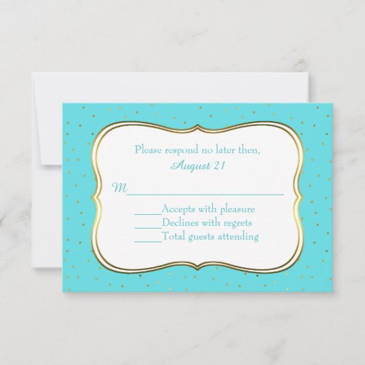 Chic Robins Egg Blue und Gold Wedding RSVP Cards Karte (Vorderseite)