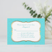 Chic Robins Egg Blue und Gold Wedding RSVP Cards Karte (Stehend Vorderseite)