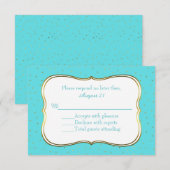 Chic Robins Egg Blue und Gold Wedding RSVP Cards Karte (Vorne/Hinten)