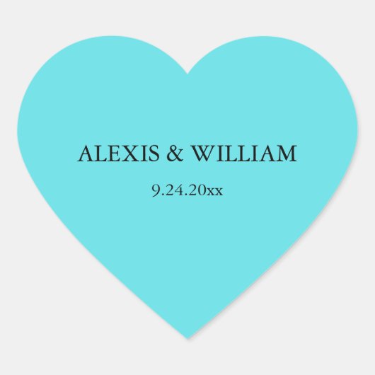 Chic Robins Egg Blue Wedding Herz-Aufkleber (Vorderseite)