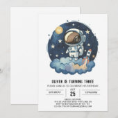 Chic Rocket Children's Astronaut Boy Geburtstag Einladung (Vorne/Hinten)