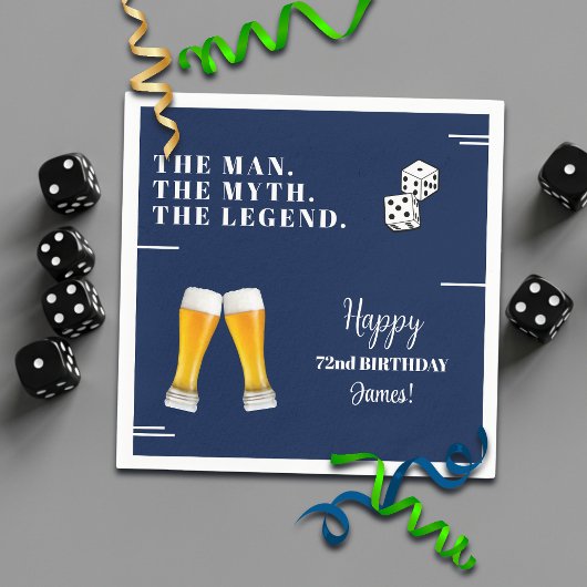 Chic Rollende Würfel Pints 72. Geburtstag Serviette