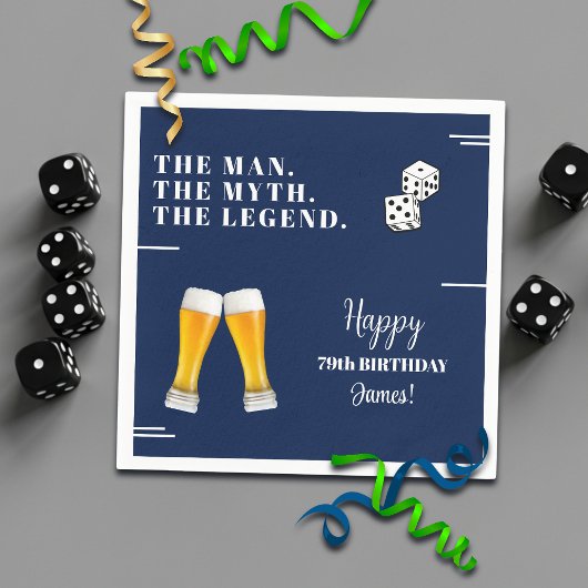 Chic Rolling Dice Pints 79. Geburtstag Serviette