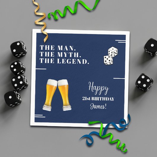 Chic Rolling Dices Pints 21st Birthday Serviette