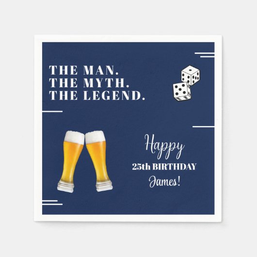 Chic Rolling Dices Pints 25th Birthday Serviette (Vorderseite)