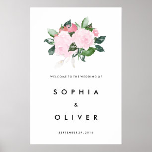 Chic Romance Large Wedding Willkommenszeichen Poster