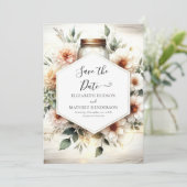 Chic Romance Mason Jar Wedding Save The Date (Stehend Vorderseite)