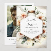 Chic Romance Mason Jar Wedding Save The Date (Vorne/Hinten)