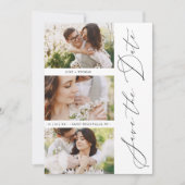 Chic Romantic 3 Photos Wedding Trendy Engagement Save The Date (Vorderseite)