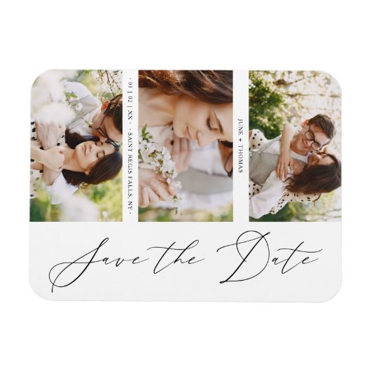 chic romantic 3 Wedding Trendy Engagement Magnet (Horizontal)