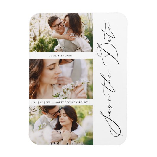 chic romantic 3 Wedding Trendy Engagement Magnet (Vertikal)