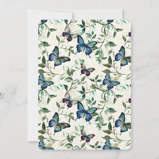 Chic Romantic Blue Butterfells Geburtstag Einladung (Rückseite)