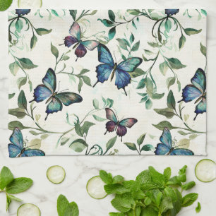Chic Romantic Blue Butterflies Brautparty Geschirrtuch