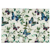 Chic Romantic Blue Butterflies Brautparty Große Geschenktüte (Rückseite)