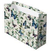 Chic Romantic Blue Butterflies Brautparty Große Geschenktüte (Rückseite Schrägansicht)