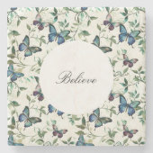 Chic Romantic Blue Butterflies Brautparty Steinuntersetzer (Vorderseite)