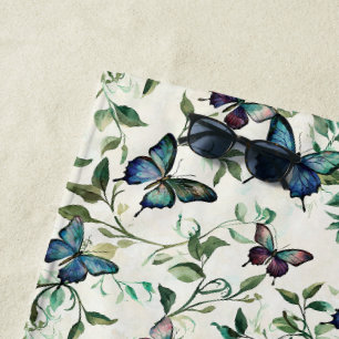 Chic Romantic Blue Butterflies Brautparty Strandtuch