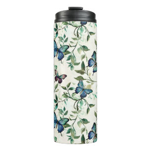 Chic Romantic Blue Butterflies Brautparty Thermosbecher