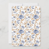 Chic Romantic Blue White Floral Brautparty Einladung (Rückseite)