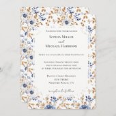 Chic Romantic Blue White Floral Wedding Einladung (Vorne/Hinten)
