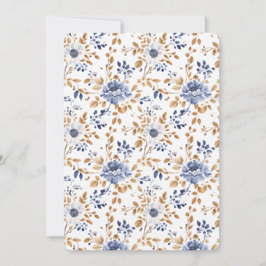 Chic Romantic Blue White Floral Wedding Einladung (Rückseite)