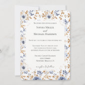 Chic Romantic Blue White Floral Wedding Einladung (Vorderseite)