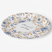 Chic Romantic Blue White Floral Wedding Pappteller (Schrägansicht)