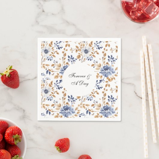 Chic Romantic Blue White Floral Wedding Serviette (Beispiel)
