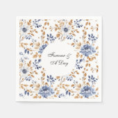 Chic Romantic Blue White Floral Wedding Serviette (Vorderseite)