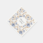Chic Romantic Blue White Floral Wedding Serviette (Ecke)