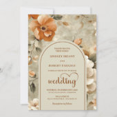 Chic Romantic Boho Burnt Orange Ivory Sage Wedding Einladung (Vorderseite)