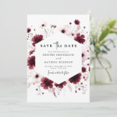 Chic Romantic Burgundy Wedding Save The Date (Stehend Vorderseite)