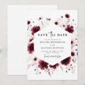 Chic Romantic Burgundy Wedding Save The Date (Vorne/Hinten)