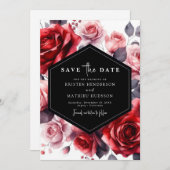 Chic Romantic Crimson Red Wedding Save The Date (Vorne/Hinten)