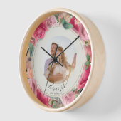 Chic Romantic Floral Blush Pink Roses Hochzeit Uhr (Winkel)